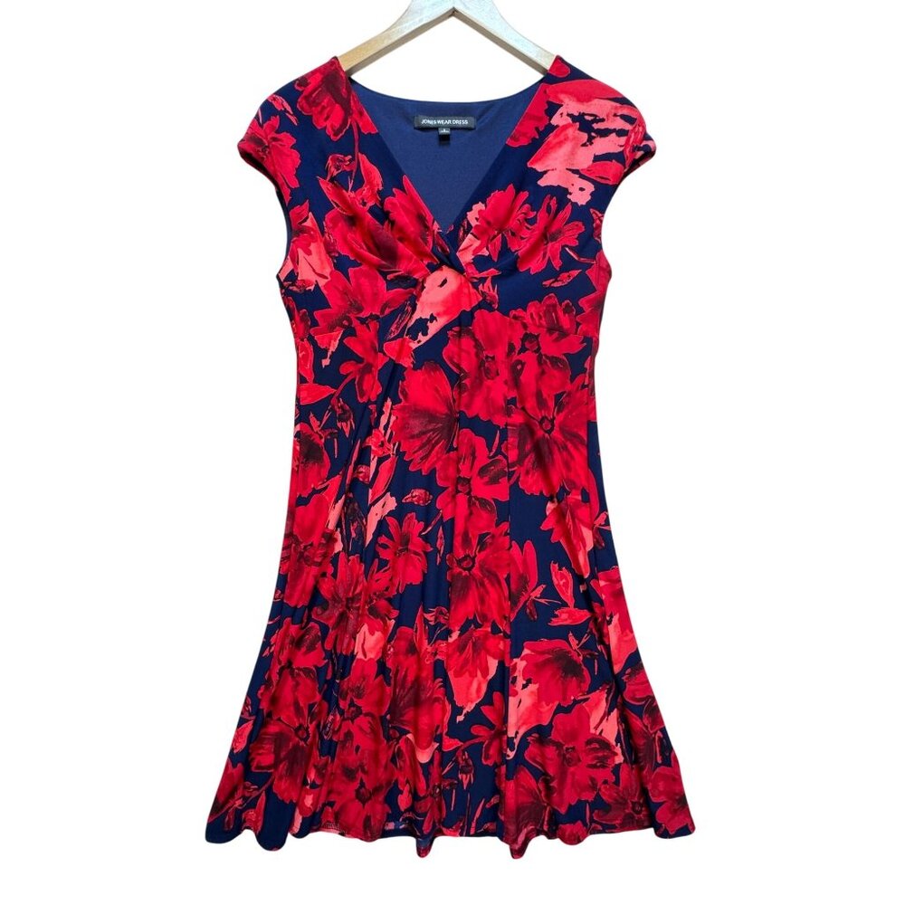 Jones Wear Dress Womens Resort Vacation Fit & Flare Dress Size 6 Red Floral